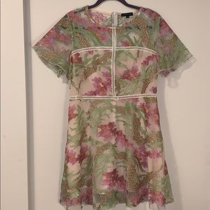 Metallic Floral Party Dress